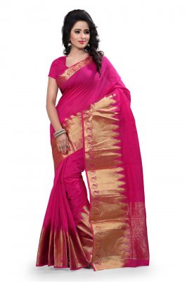 Buy Holyday Womens Poly Cotton Saree, Pink (raj_kery_pink) online