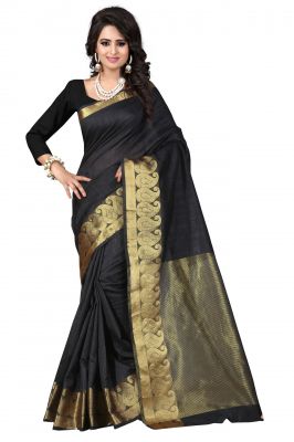 Buy Holyday Womens Cotton Silk Saree, Black (raj_kesar_black) online