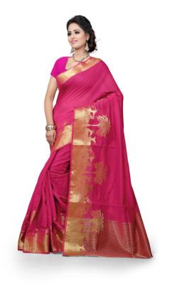Buy Holyday Womens Cotton Silk Self Design Saree, Pink (raj_haran_pink) online
