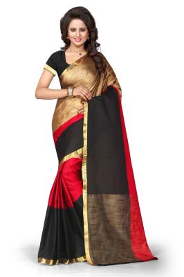 Buy Sargam Fashion Printed Red And Black Art Silk Traditional Casual Wear Saree. online