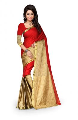 Buy Sargam Fashion Printed Red Art Silk Traditional Casual Wear Saree. online