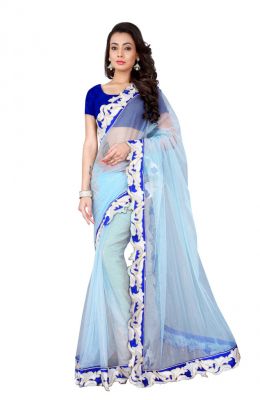 Buy Sargam Fashion Women's Net Traditional Saree (seablue_sky Blue) online
