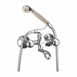 Buy Oleanna Croma Brass Wall Mixer Telephonic With Crutch Silver Water Mixer online