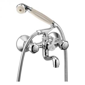 Buy Oleanna Moon Brass Wall Mixer Telephonic With Crutch Silver Water Mixer online