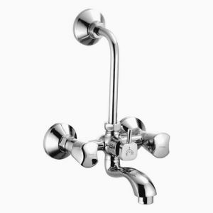 Buy Oleanna Classic Brass Wall Mixer Telephonic With L-bend Silver Water Mixer online