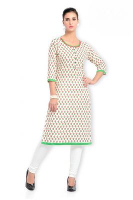 Buy Zola Latest Designer Cotton White Printed Kurti (product Code - 319397) online