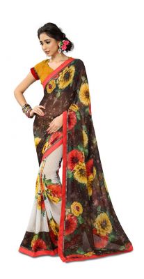 Buy Kotton Mantra Women's Multicolour Georgette Fashion Saree online