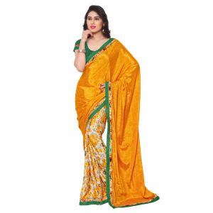 Buy Kotton Mantra Women's Golden Yellow Crepe Silk Fashion Saree ( Kmsm101a ) online