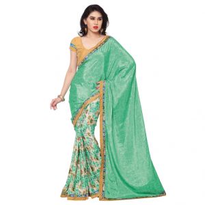 Buy Kotton Mantra Women's Sea Green Crepe Silk Fashion Saree ( Kmsm101b ) online