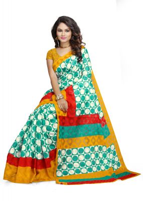 Buy Kotton Mantra Blue Cotton Printed Party Wear Saree With Blouse Piece (kmscv4009) online