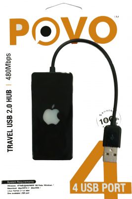 Buy Povo Travel USB 2.0 Hub 480mbps - 4 USB Port-305111 online