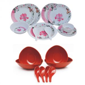 Czar Melamine 16 Pcs Dinner Set With 4 Soup Bowl Set -RED