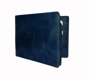 Cerulean Blue Textured Mens Premium PU Leather Wallet By GetSetStyle GSSREPU-BLU-7078