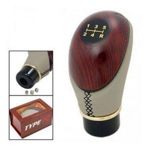 Buy Autoright Type R Leatherette & Wooden Finished 5 Speed Manual Transmission Gear Beige Knob For Chevrolet Aveo online