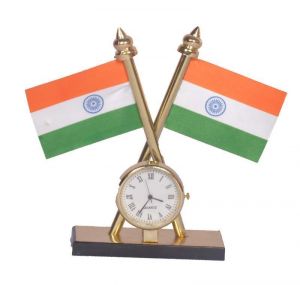 Buy Canabee Pair Of Indian Flag Stand With Watch - Car Dashboard Decoratives online