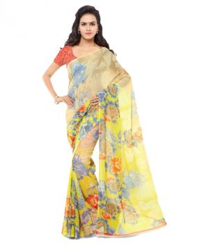 Buy Mheart Georgette Multicolor Saree With Blouse(mh012) online