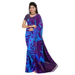 Buy Mheart Georgette Multicolor Saree With Blouse (mh054) online