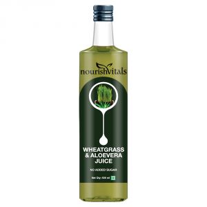 Buy Nourishvitals Wheatgrass With Aloevera Juice 500ml - No Added Sugar online