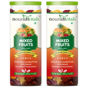 Buy Nourishvitals Mixed Dried Fruits (dehydrated Fruits) - 200 Gm - Pack Of 2 online