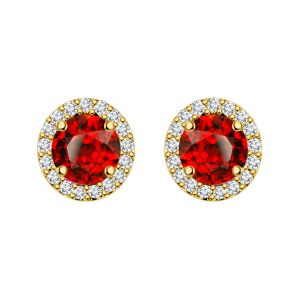 Buy Silver Dew 925 Pure Silver Garnet Halo Screw Back Earring For Ladies & Girls In Rhodium Plated Sde041 online