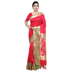 Buy Varkala Silk Sarees Woven Self Designed Gajari Art Silk Sarees With Blouse(awjp7101rnrd) online