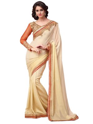 Buy Palash Fashions Royal Looking Cream Color Georgette Fancy Designer Saree (product Code - Pls-ts-9460) online