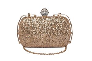 Buy Rysha Rose Gold Color Sequins Fabric Clutch For Women online