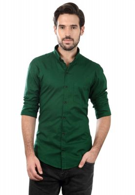 Buy KOBALT Cotton Full Sleeves Plain Casual Shirt for Men - DarkGreen online
