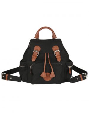 Jl Collections Women's Leather Black & Brown Backpack