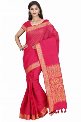 Buy Marjoram Colors Red Color Pure Cotton Saree (mads5024) online