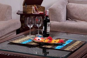 Jodhaa Table Mats Set Of 8 In Velvet And Brocade Blue / Brown