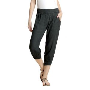 Buy Loco En Cabeza Solid Charcoal Rayon Viscose Elastic Waist 3/4 Pant-(product Code-czwp0012) online