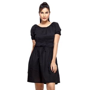 Buy Loco En Cabeza Black Short Sleeve Short Dress For Women - (product Code - Czwd0039) online