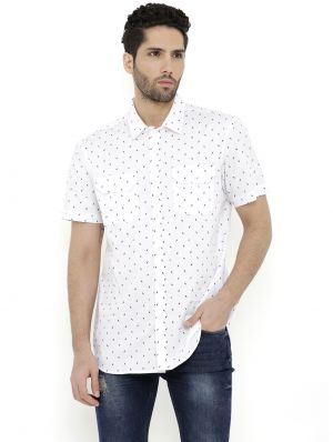 Buy London Bee Men'S Cotton  Printed Short Sleeve Regular Fit Shirt online