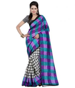 Buy Bikaw Printed Multi-colored Bhagalpuri Silk Traditional Party Wear Women's Saree.(code-pari19) online