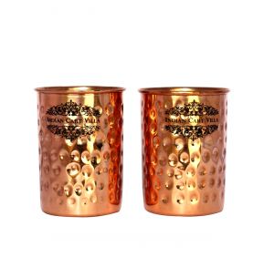 Buy Indiancartvilla Pure Copper Hammered 2 Glass 350 Ml Each online