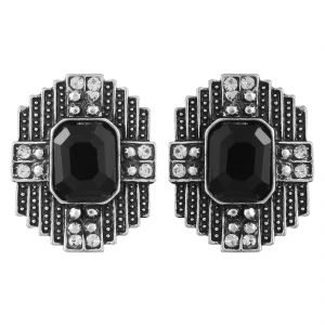 Buy Firstblush Diva Style Oxidised Silver And Black Clip On Earrings For Non Pierced Ears / Unpierced Ears online