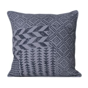 Buy Monogram Grey Square Cotton Cushion Cover Hand Print- 5 Pcs Set-Grey online