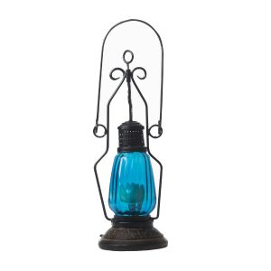Buy Monogram Decorative Oval Glass Lamp - Blue Glass online