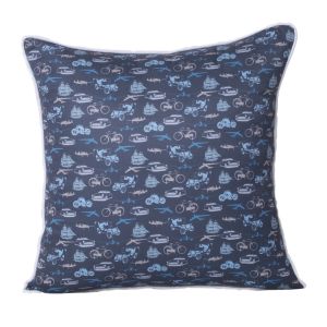 Buy Monogram Blue Square Polyester Cushion Cover with Digital Print-5 Pcs Set -Blue online