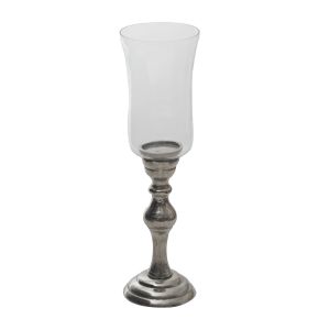 Buy Monogram Aluminium Candle Holder Hurricane Panel - Nickel Finish-Glass online