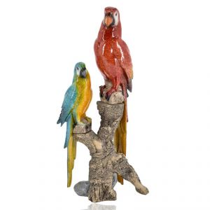 Buy Two Ceramic Parrot Home Decoration Show Piece - Red/blue online