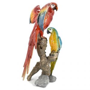 Buy Polyresin Parrot Pair Home Decoration Show Piece - Red/blue online