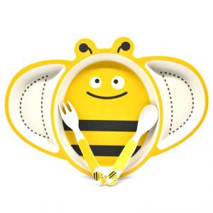 Buy Eco Friendly Bamboo Fibre Kids Feeding Set With Divider Plate - Bee/yellow online