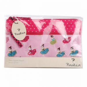 Buy Pinaken Ballerina Embroidered & Embellished Two Zipper Pouch online