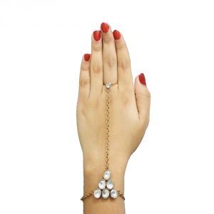 Buy Jewelmaze Gold Plated Glass Stone Chain Hand Harness( Code - Faj0161) online