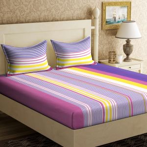 Buy Pure Cotton Double Bedsheet & 2 Pillow Covers from Panipat - Circle Pattern online