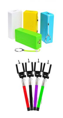 Universal 5600 MAH Power Bank With Selfie Stick With Aux Cable