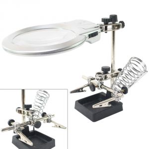 2X & 6X Helping Hand Magnifier Magnifying Glass LED Light W Soldering Stand - 01