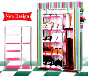 7 Layer Covered Shoe Rack Cabinet With Magazine Holder